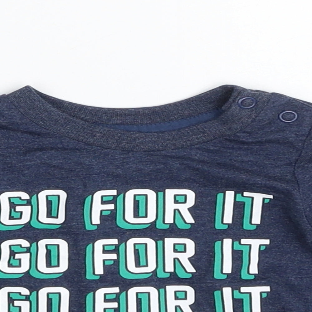F&F Baby Blue  Cotton Basic T-Shirt Size 0-3 Months Crew Neck Pullover - Go for It