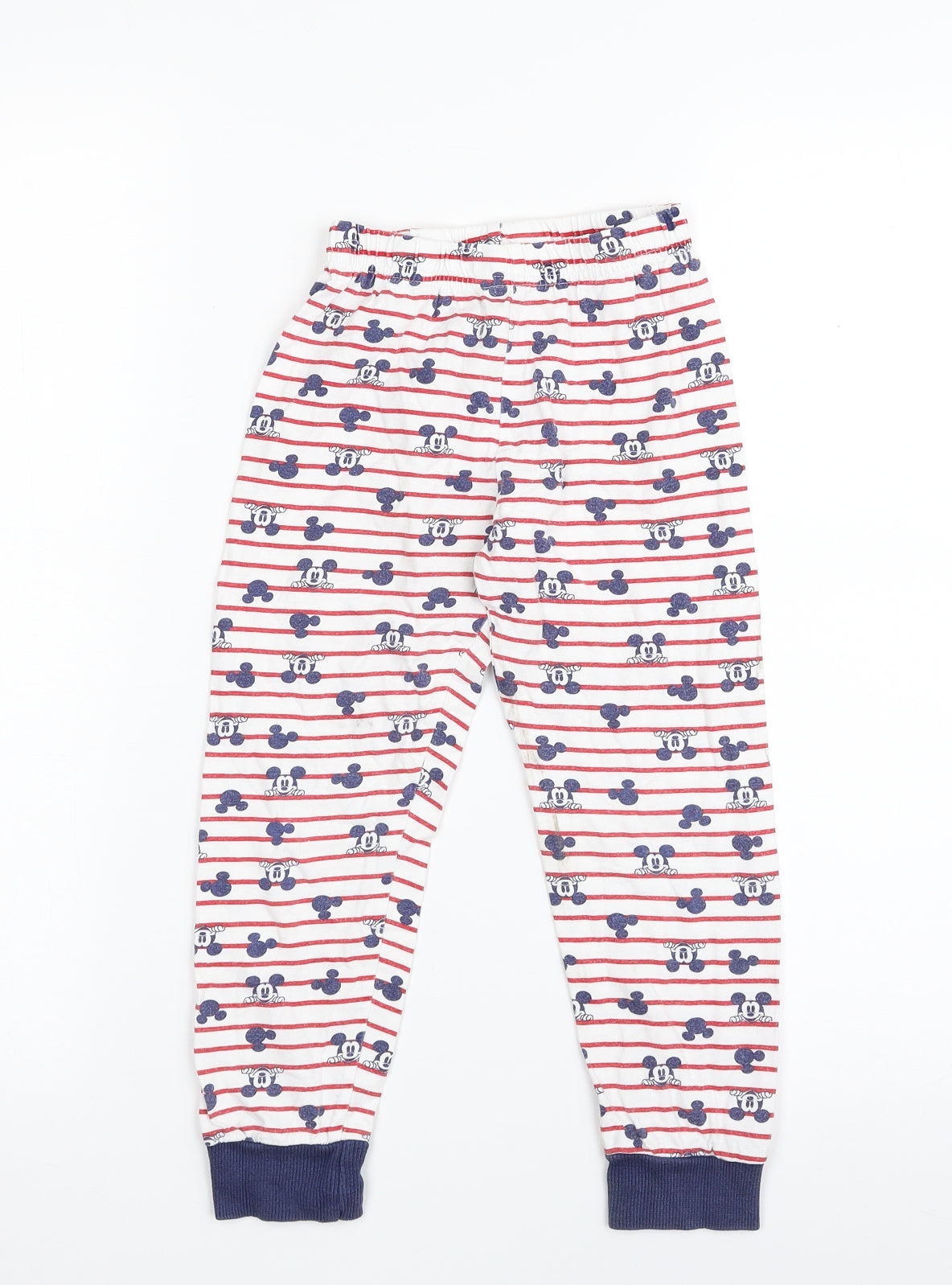 Mothercare Girls White Striped 100% Cotton Carrot Trousers Size 4-5 Years  Regular  - Disney