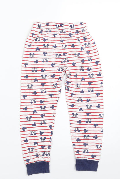 Mothercare Girls White Striped 100% Cotton Carrot Trousers Size 4-5 Years  Regular  - Disney