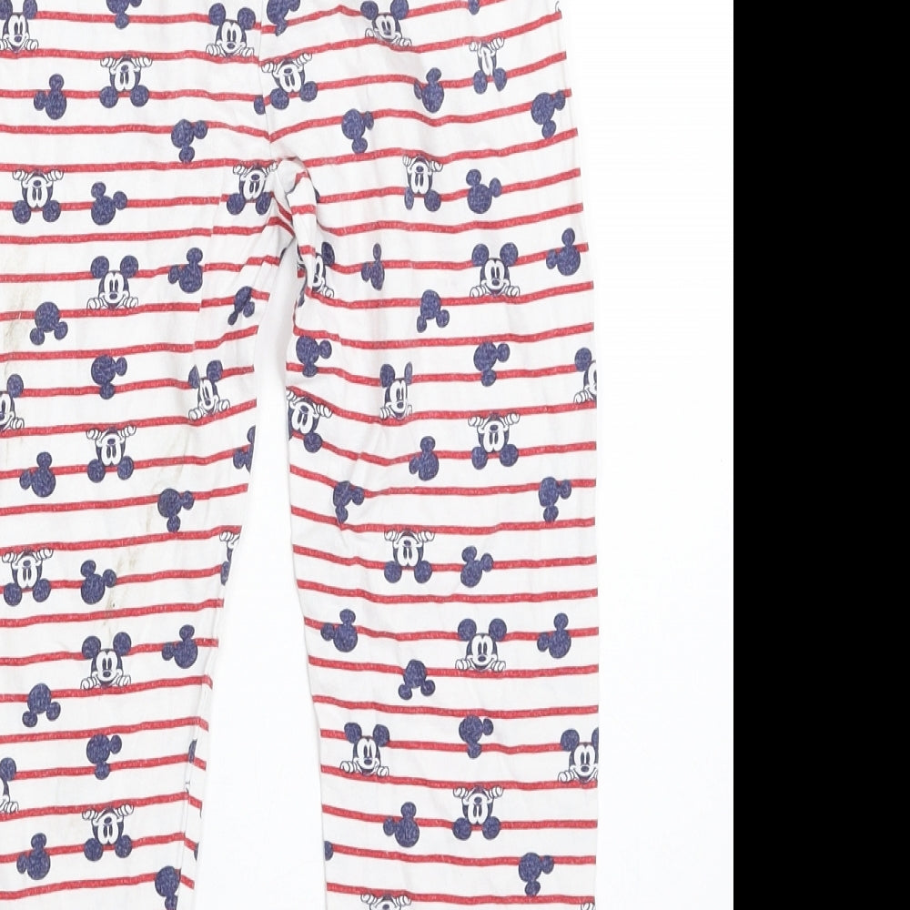 Mothercare Girls White Striped 100% Cotton Carrot Trousers Size 4-5 Years  Regular  - Disney