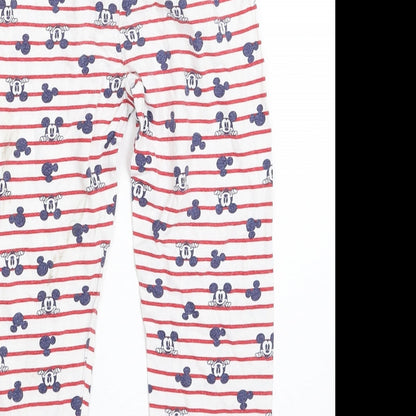 Mothercare Girls White Striped 100% Cotton Carrot Trousers Size 4-5 Years  Regular  - Disney