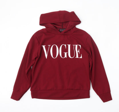A2Z 4 Kids Girls Red  Polyester Pullover Hoodie Size 13 Years   - Vogue