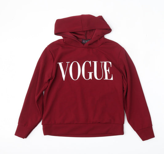 Front view of A2Z 4 Kids girls’ red polyester pullover hoodie, size 13, years - vogue