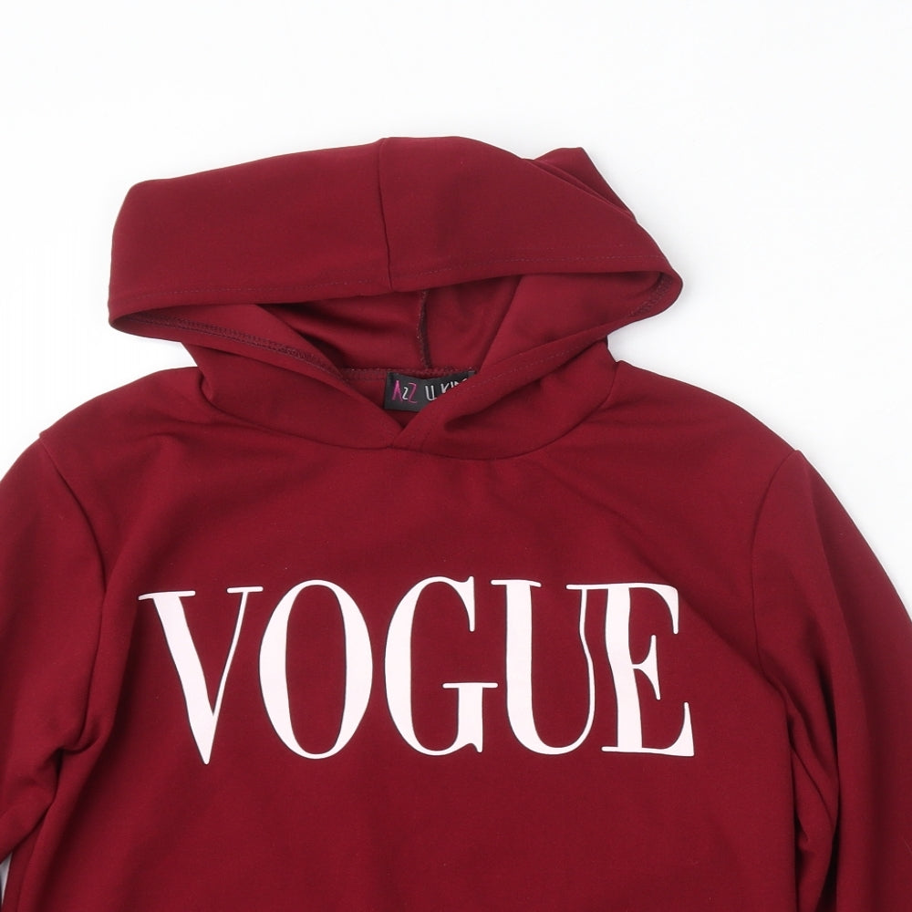 A2Z 4 Kids Girls Red  Polyester Pullover Hoodie Size 13 Years   - Vogue