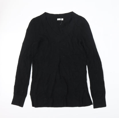 Gap Womens Black V-Neck  Cotton Pullover Jumper Size S