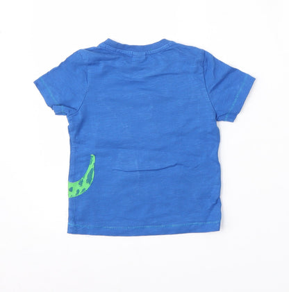 Mini Club Boys Blue  Camel Basic T-Shirt Size 12-18 Months Round Neck  - dinosaur