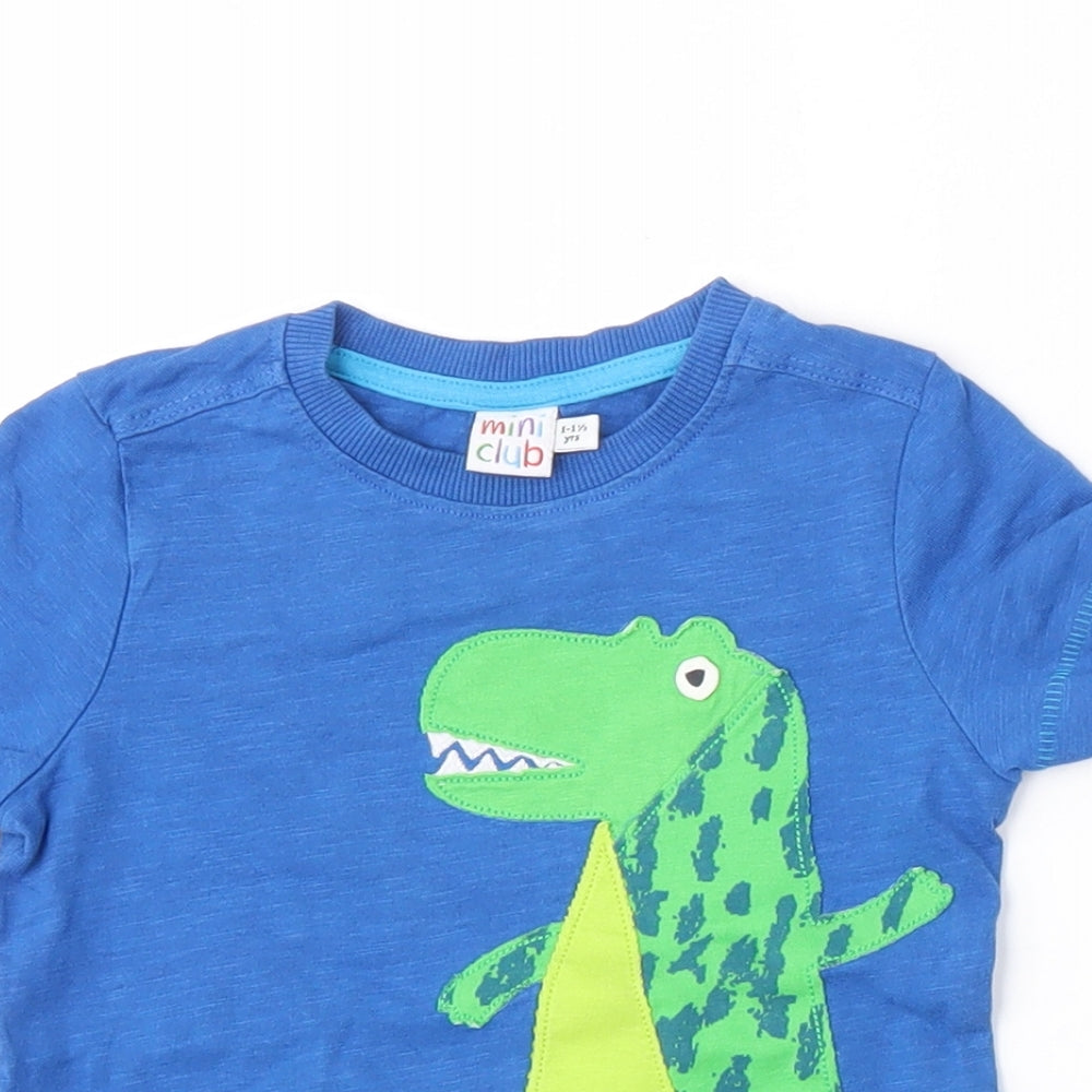 Mini Club Boys Blue  Camel Basic T-Shirt Size 12-18 Months Round Neck  - dinosaur