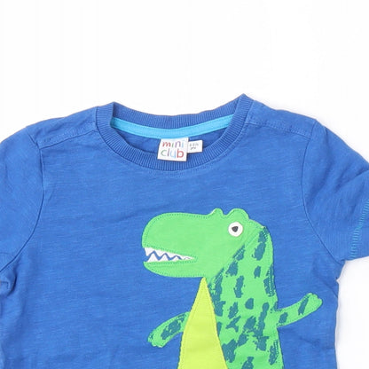 Mini Club Boys Blue  Camel Basic T-Shirt Size 12-18 Months Round Neck  - dinosaur