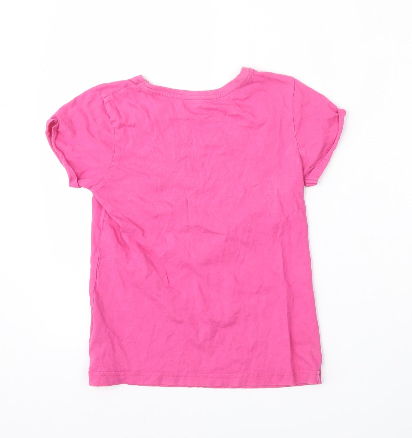 YD Girls Pink  Cotton Basic T-Shirt Size 9-10 Years Round Neck  - Miami Beach