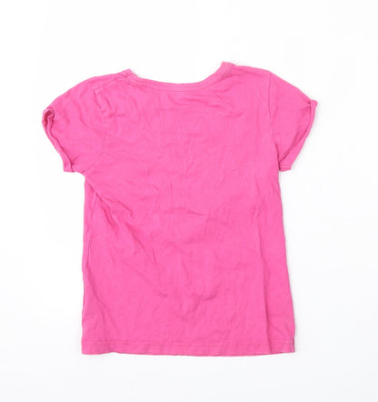 YD Girls Pink  Cotton Basic T-Shirt Size 9-10 Years Round Neck  - Miami Beach