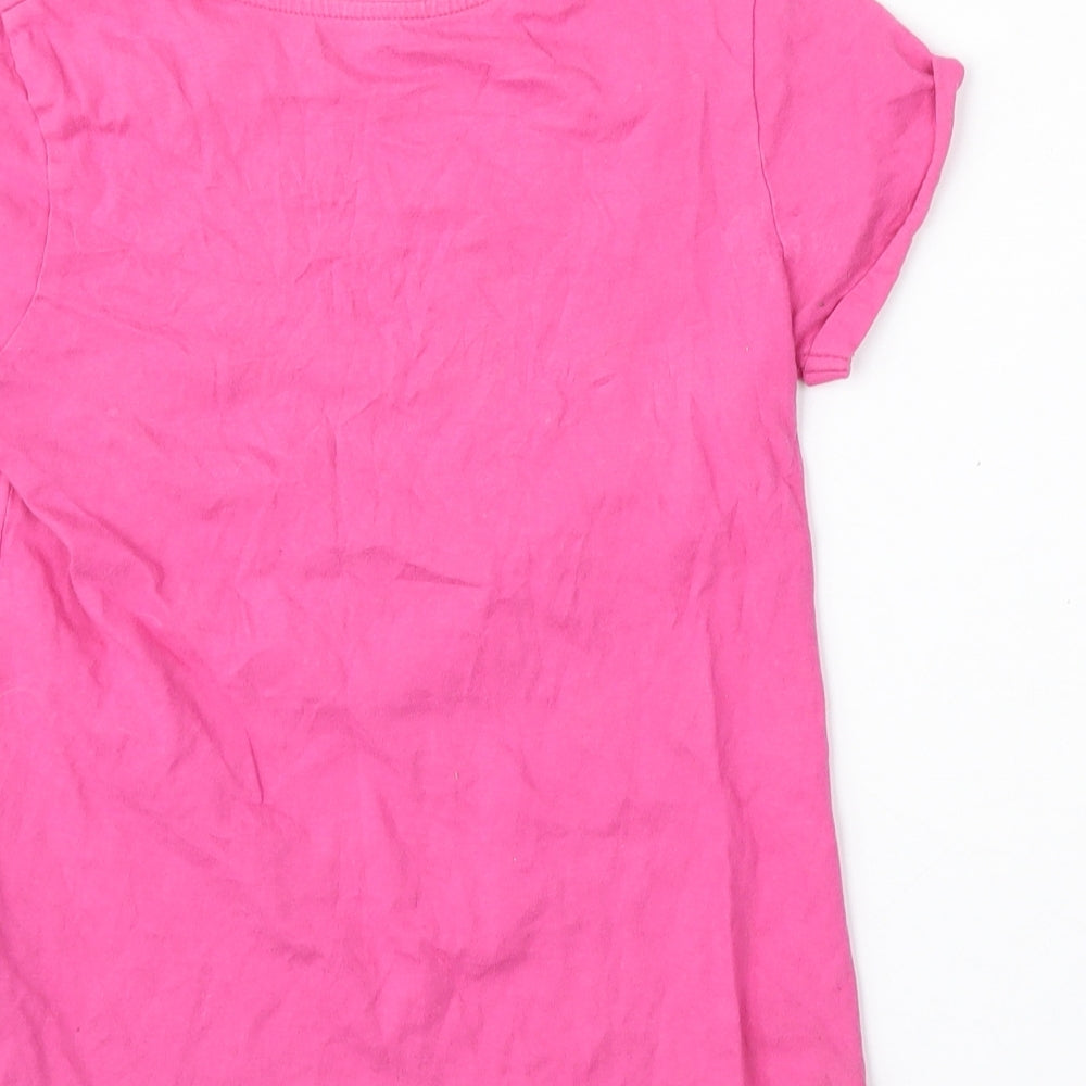 YD Girls Pink  Cotton Basic T-Shirt Size 9-10 Years Round Neck  - Miami Beach