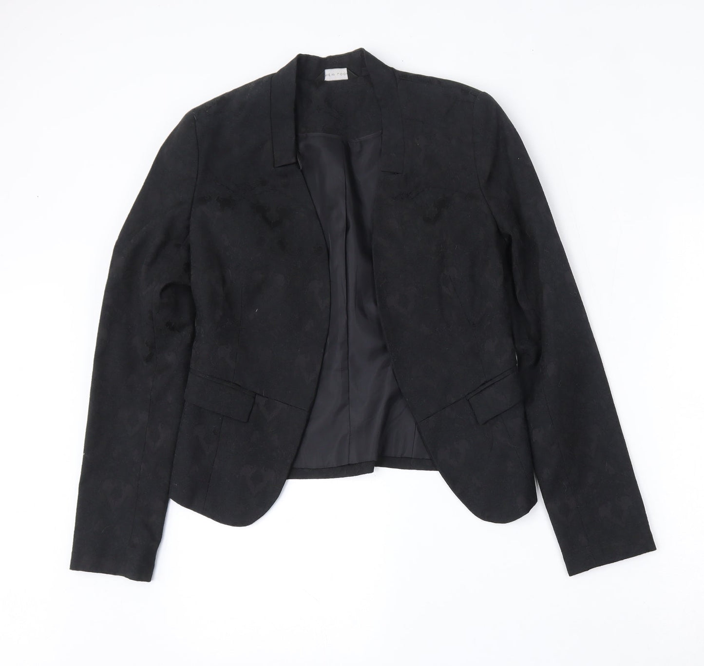 New Look Womens Black Floral Cotton Jacket Blazer Size 10