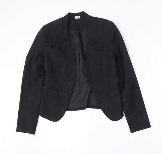 New Look Womens Black Floral Cotton Jacket Blazer Size 10