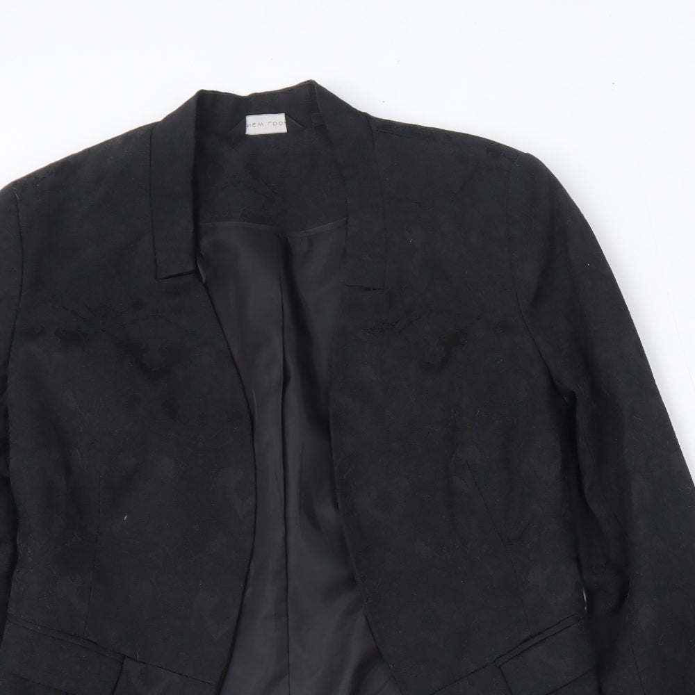 New Look Womens Black Floral Cotton Jacket Blazer Size 10