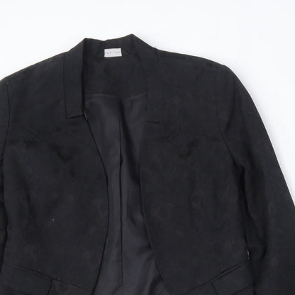 New Look Womens Black Floral Cotton Jacket Blazer Size 10