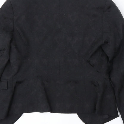 New Look Womens Black Floral Cotton Jacket Blazer Size 10