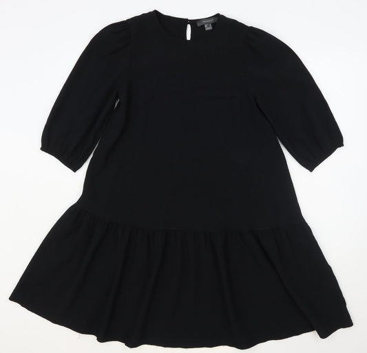 Primark Womens Black  Viscose Trapeze & Swing  Size 6  Round Neck Button