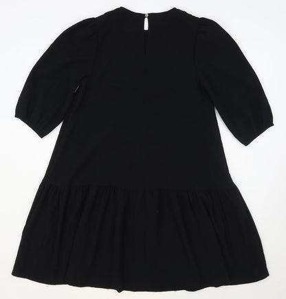 Primark Womens Black  Viscose Trapeze & Swing  Size 6  Round Neck Button