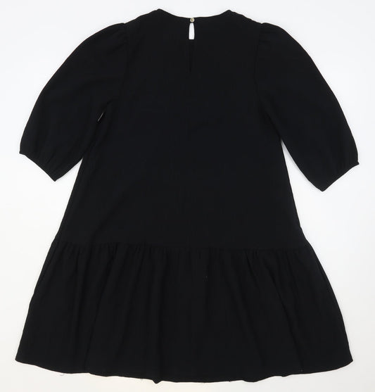 Primark Womens Black  Viscose Trapeze & Swing  Size 6  Round Neck Button