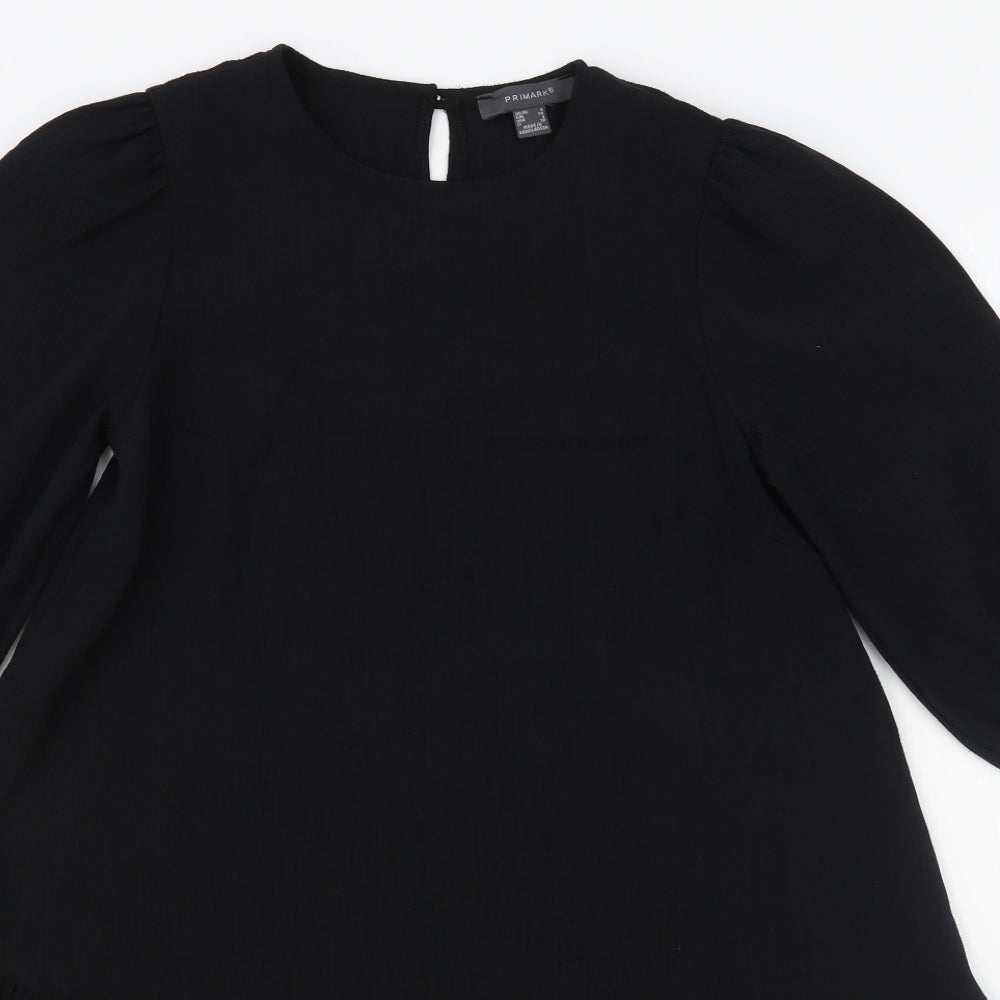 Primark Womens Black  Viscose Trapeze & Swing  Size 6  Round Neck Button