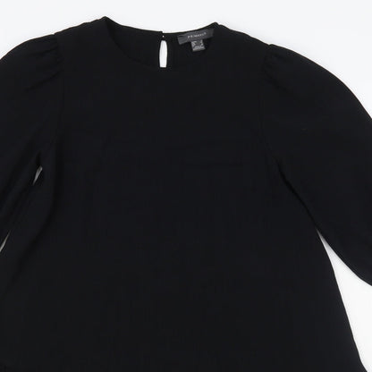 Primark Womens Black  Viscose Trapeze & Swing  Size 6  Round Neck Button