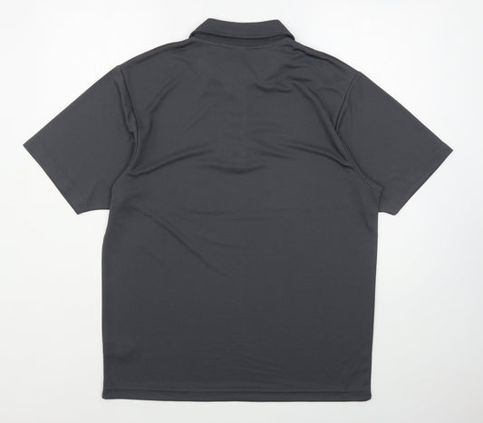 Just Cool Mens Grey  Polyester  Polo Size M Collared Button