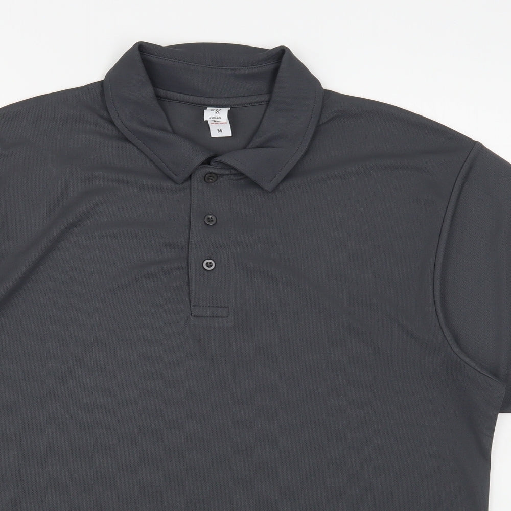 Just Cool Mens Grey  Polyester  Polo Size M Collared Button