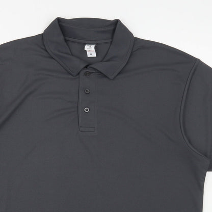 Just Cool Mens Grey  Polyester  Polo Size M Collared Button