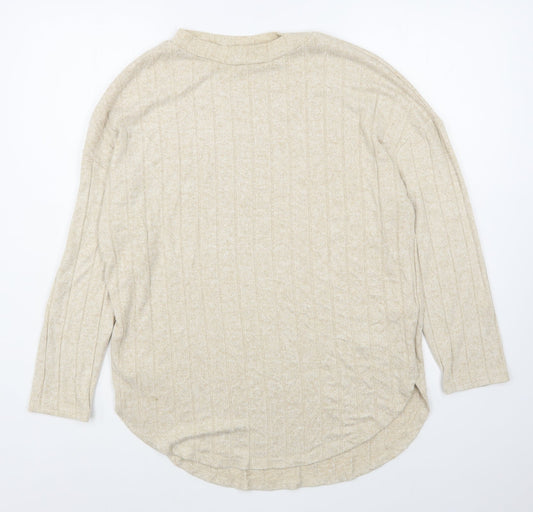 Primark Womens Beige Round Neck  Viscose Pullover Jumper Size S