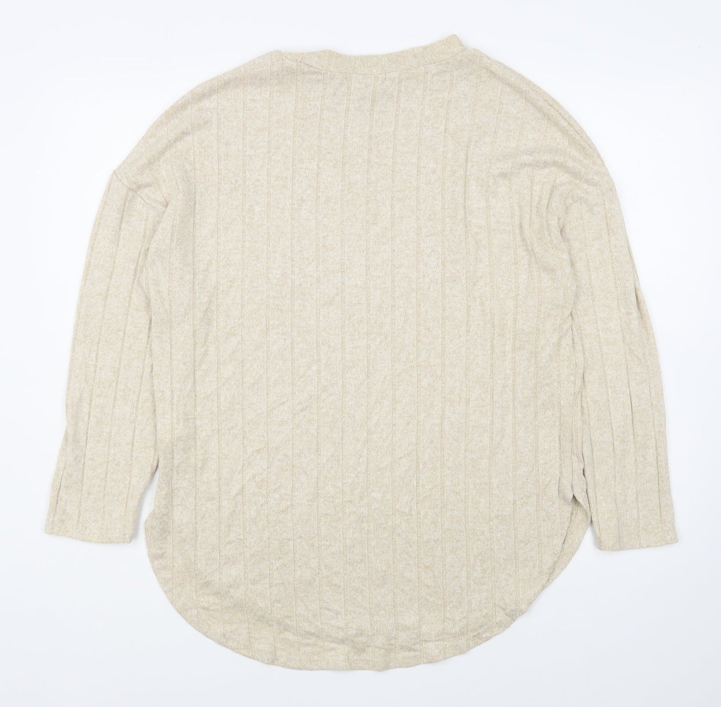 Primark Womens Beige Round Neck  Viscose Pullover Jumper Size S