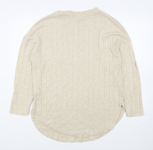 Primark Womens Beige Round Neck  Viscose Pullover Jumper Size S