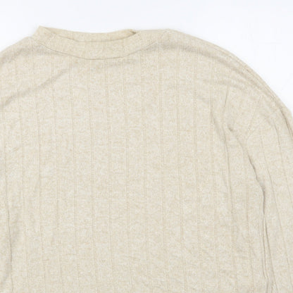 Primark Womens Beige Round Neck  Viscose Pullover Jumper Size S