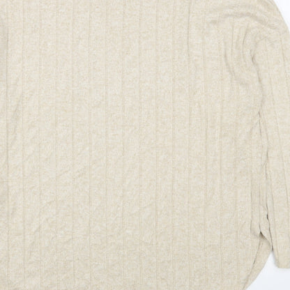 Primark Womens Beige Round Neck  Viscose Pullover Jumper Size S