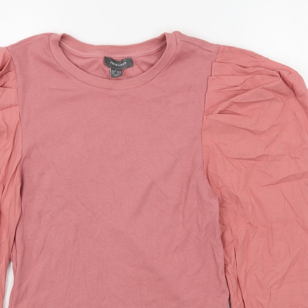 Primark Womens Pink Round Neck  Cotton Pullover Jumper Size S