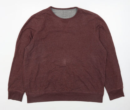 Marks and Spencer Mens Red Round Neck  Cotton Pullover Jumper Size XL
