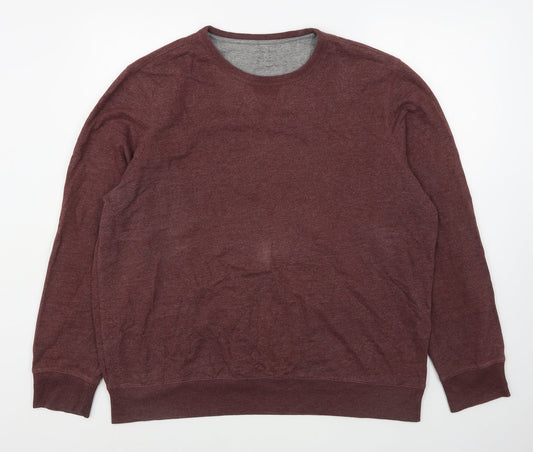 Marks and Spencer Mens Red Round Neck  Cotton Pullover Jumper Size XL