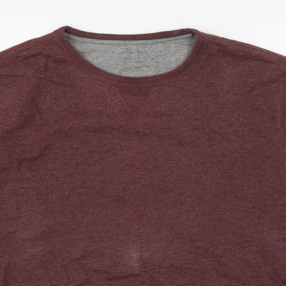 Marks and Spencer Mens Red Round Neck  Cotton Pullover Jumper Size XL