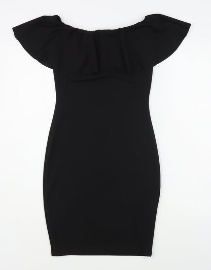 Preworn Womens Black  Polyester Bodycon  Size 8  Square Neck Pullover