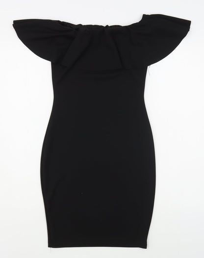 Preworn Womens Black  Polyester Bodycon  Size 8  Square Neck Pullover