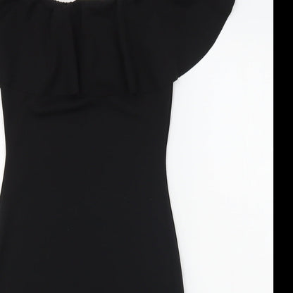 Preworn Womens Black  Polyester Bodycon  Size 8  Square Neck Pullover