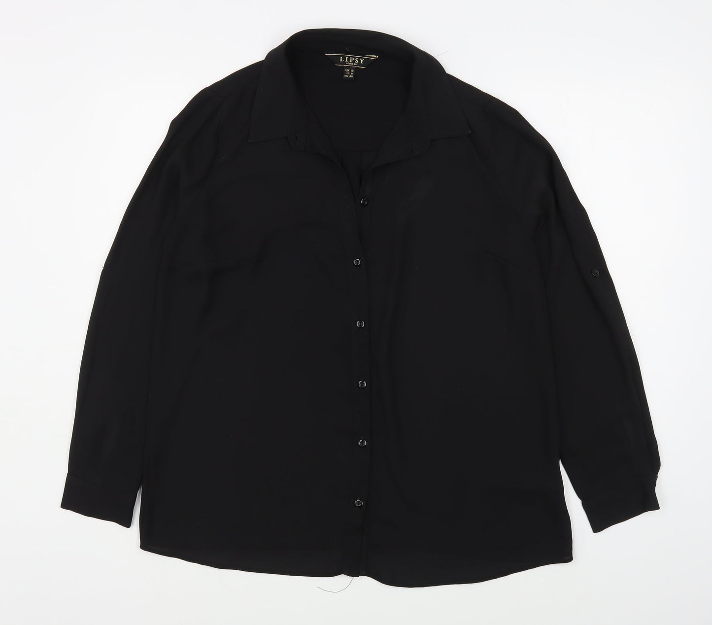 Womens UK Size 12 Lipsy Black Basic Button-Up