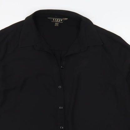 Womens UK Size 12 Lipsy Black Basic Button-Up