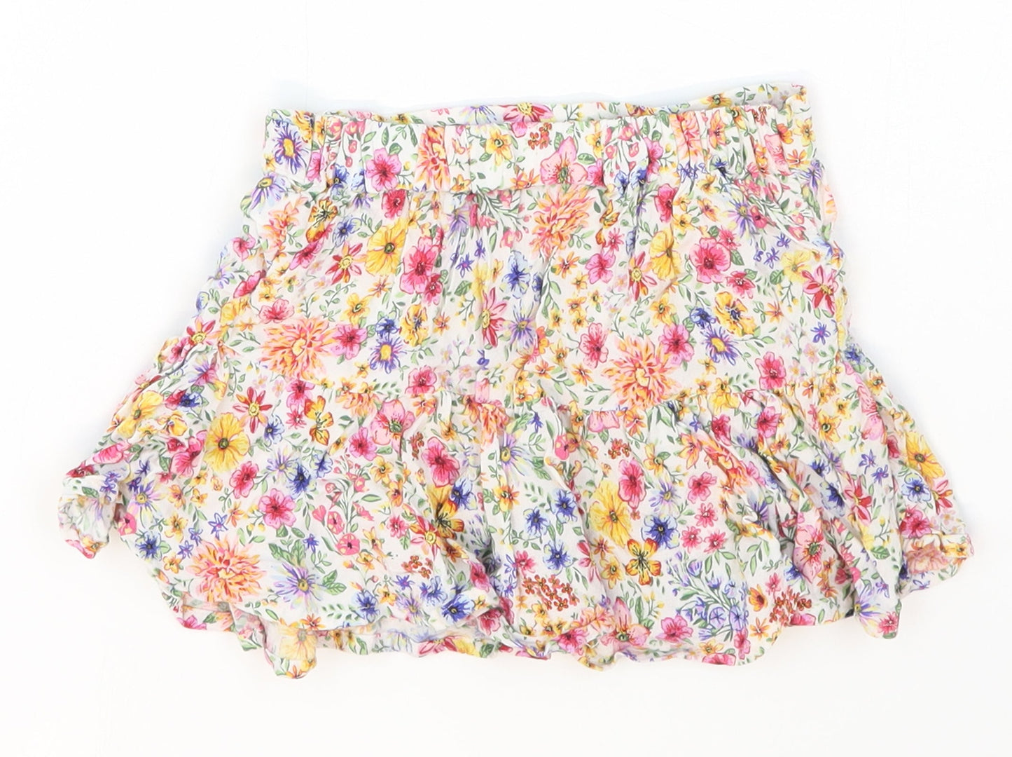 Matalan Girls Pink Floral Viscose Skater Skirt Size 4 Years  Regular