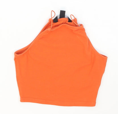 New Look Girls Orange  Cotton Cropped Tank Size 9 Years Halter Pullover