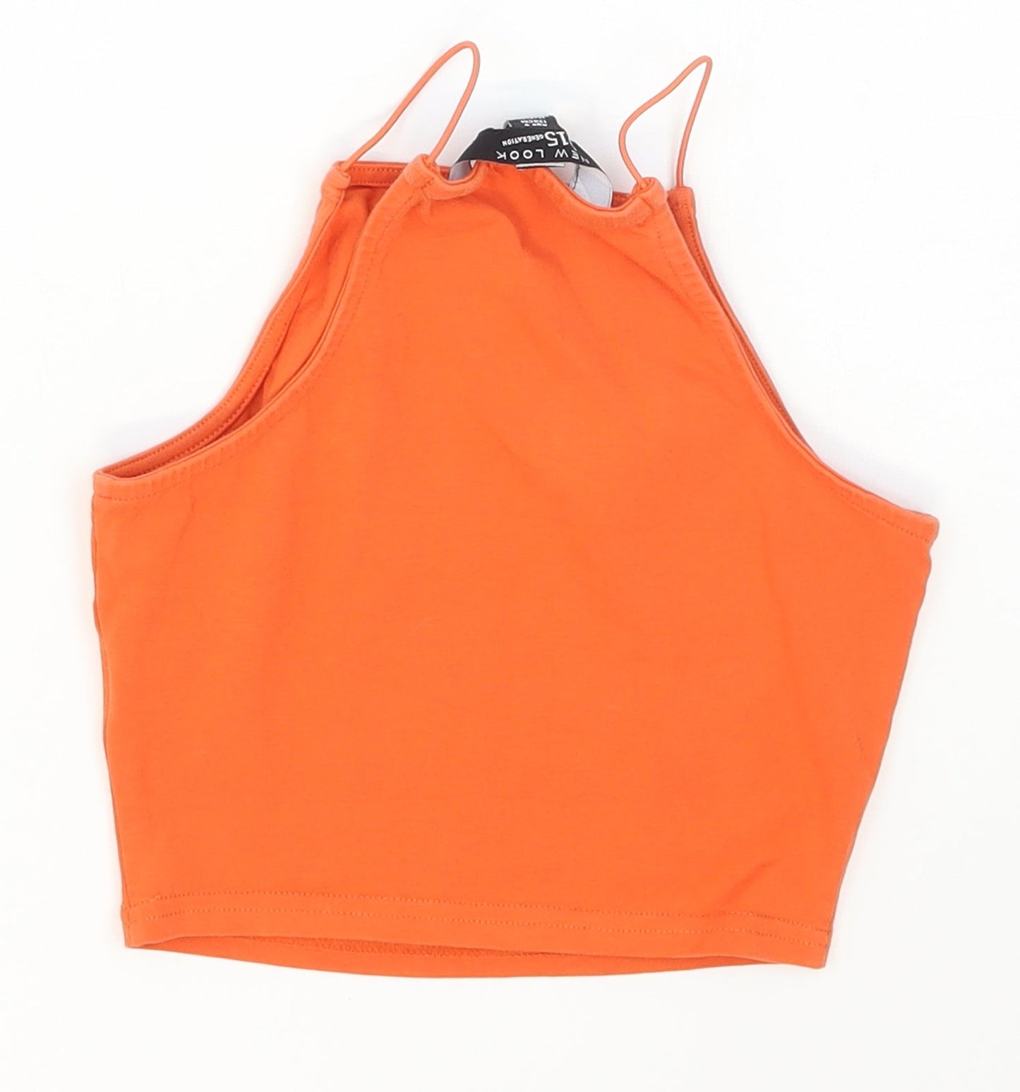 New Look Girls Orange  Cotton Cropped Tank Size 9 Years Halter Pullover