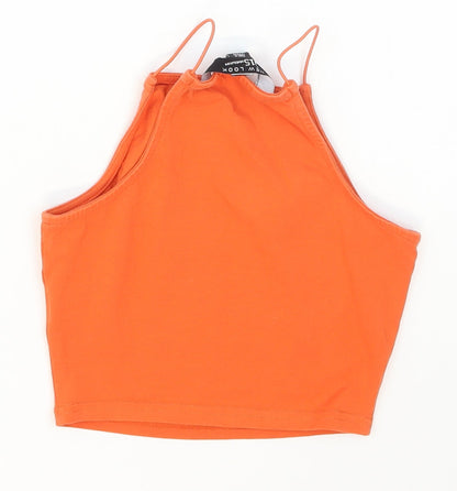 New Look Girls Orange  Cotton Cropped Tank Size 9 Years Halter Pullover