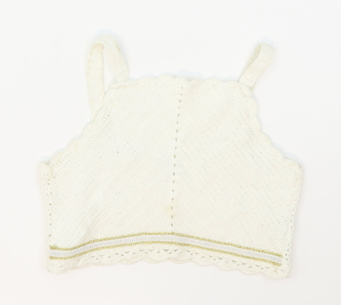 River Island Girls White Striped Cotton Cropped Tank Size 7-8 Years Halter Pullover