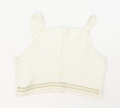 River Island Girls White Striped Cotton Cropped Tank Size 7-8 Years Halter Pullover