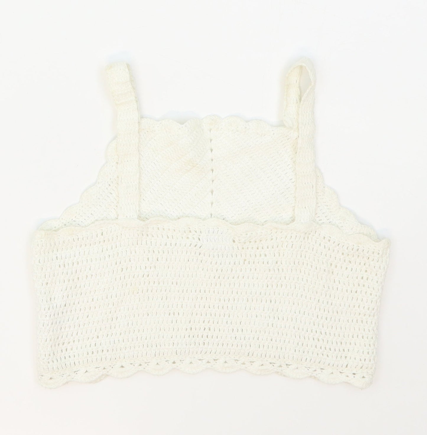 River Island Girls White Striped Cotton Cropped Tank Size 7-8 Years Halter Pullover