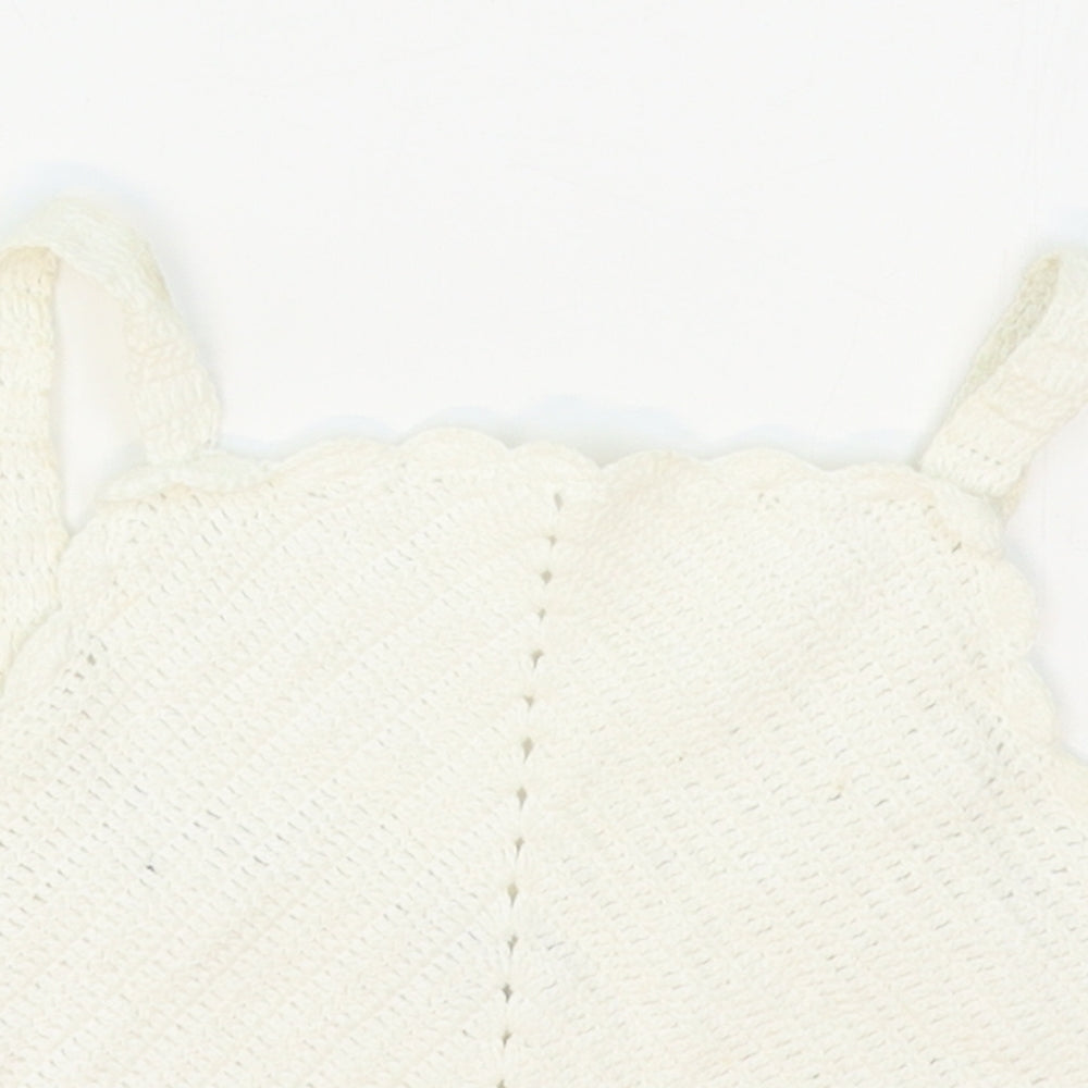 River Island Girls White Striped Cotton Cropped Tank Size 7-8 Years Halter Pullover